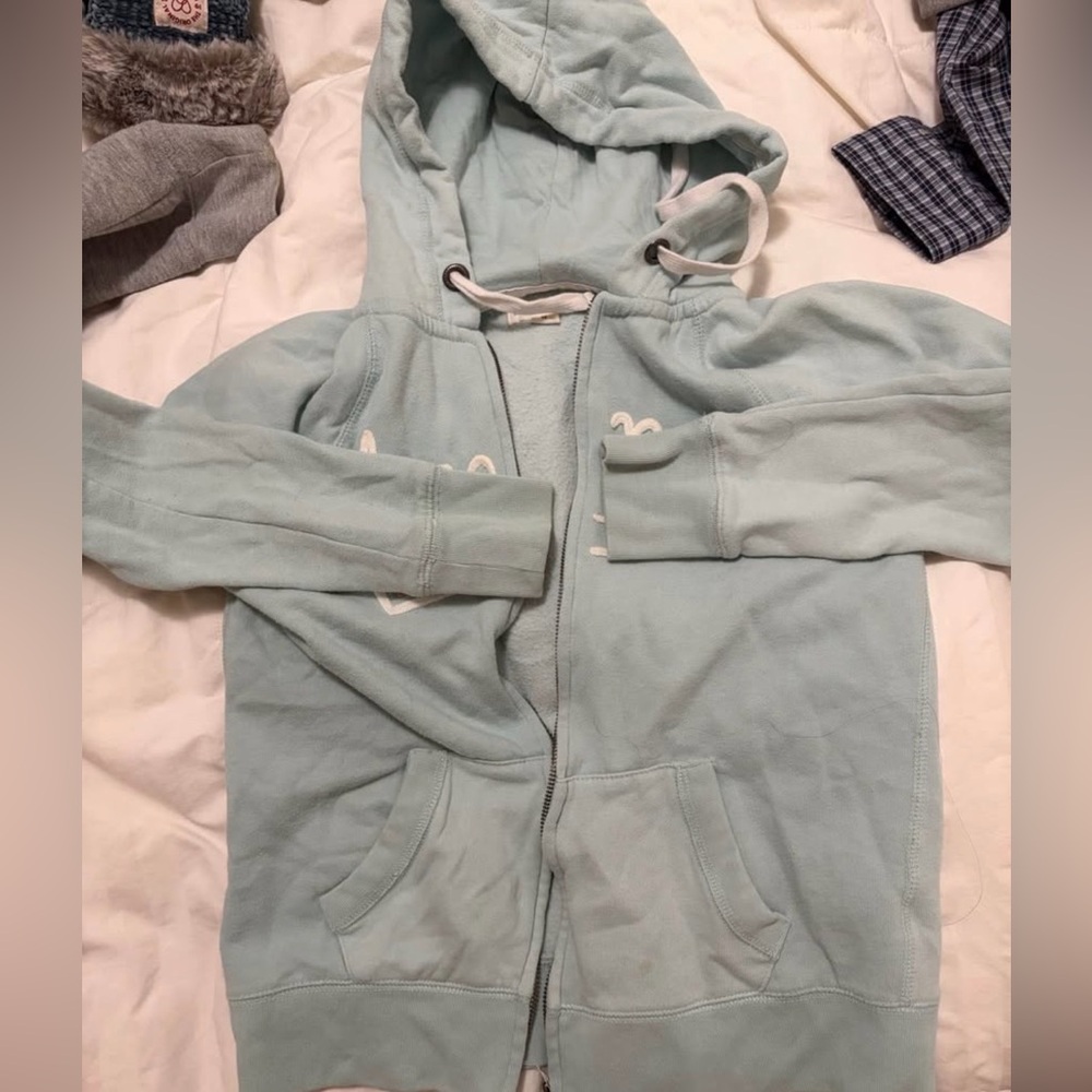 Aeropostale Light Blue Zip-Up Hoodie